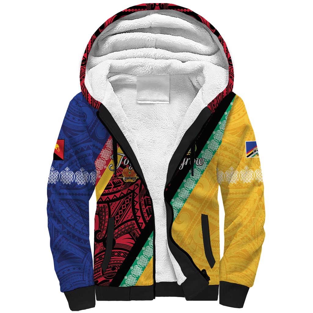 Love Torba PNG Day Sherpa Hoodie Together We Grow - Polynesian Pride