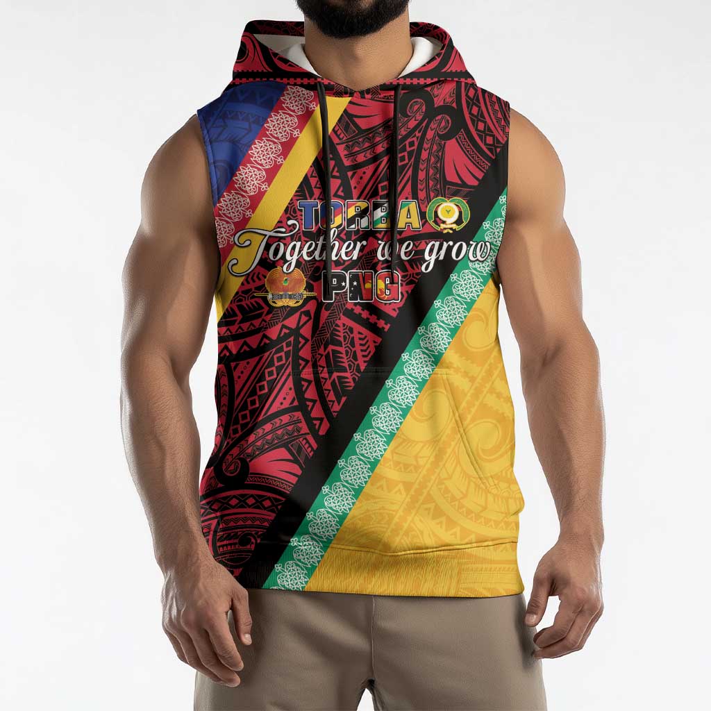 Love Torba PNG Day Sleeveless Hoodie Together We Grow - Polynesian Pride