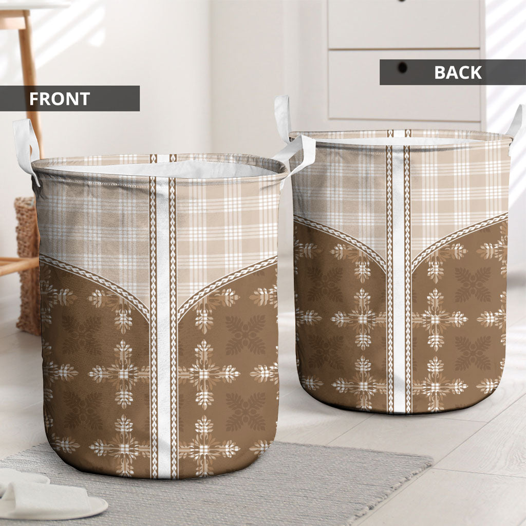Beige Hawaii Paniolo Quilt Motif Laundry Basket