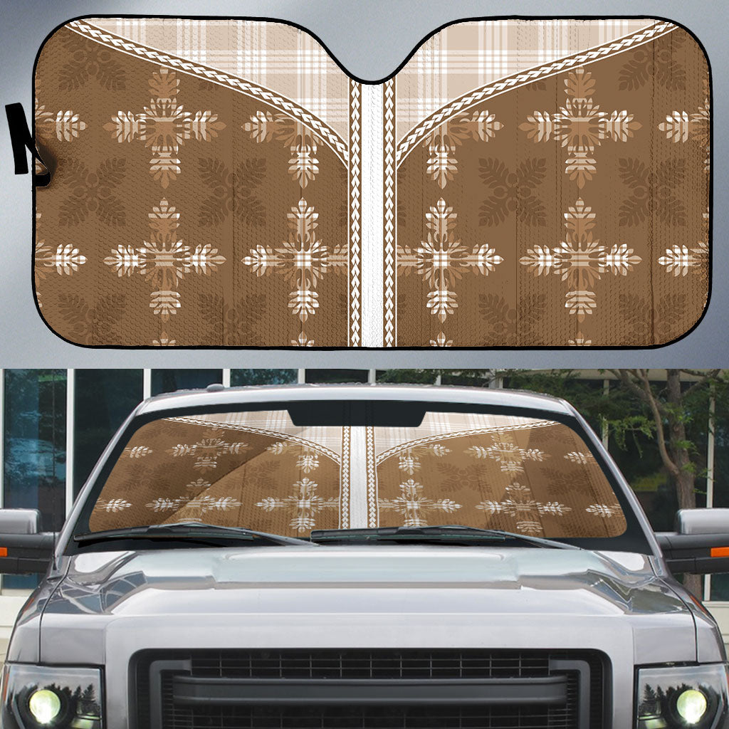 Beige Hawaii Paniolo Quilt Motif Auto Sun Shade