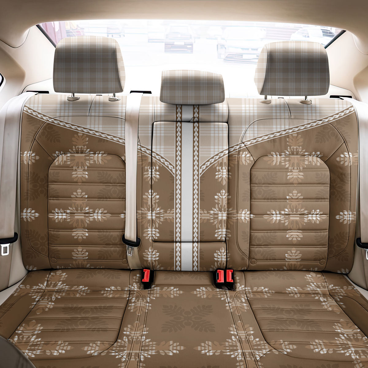 Beige Hawaii Paniolo Quilt Motif Back Car Seat Cover