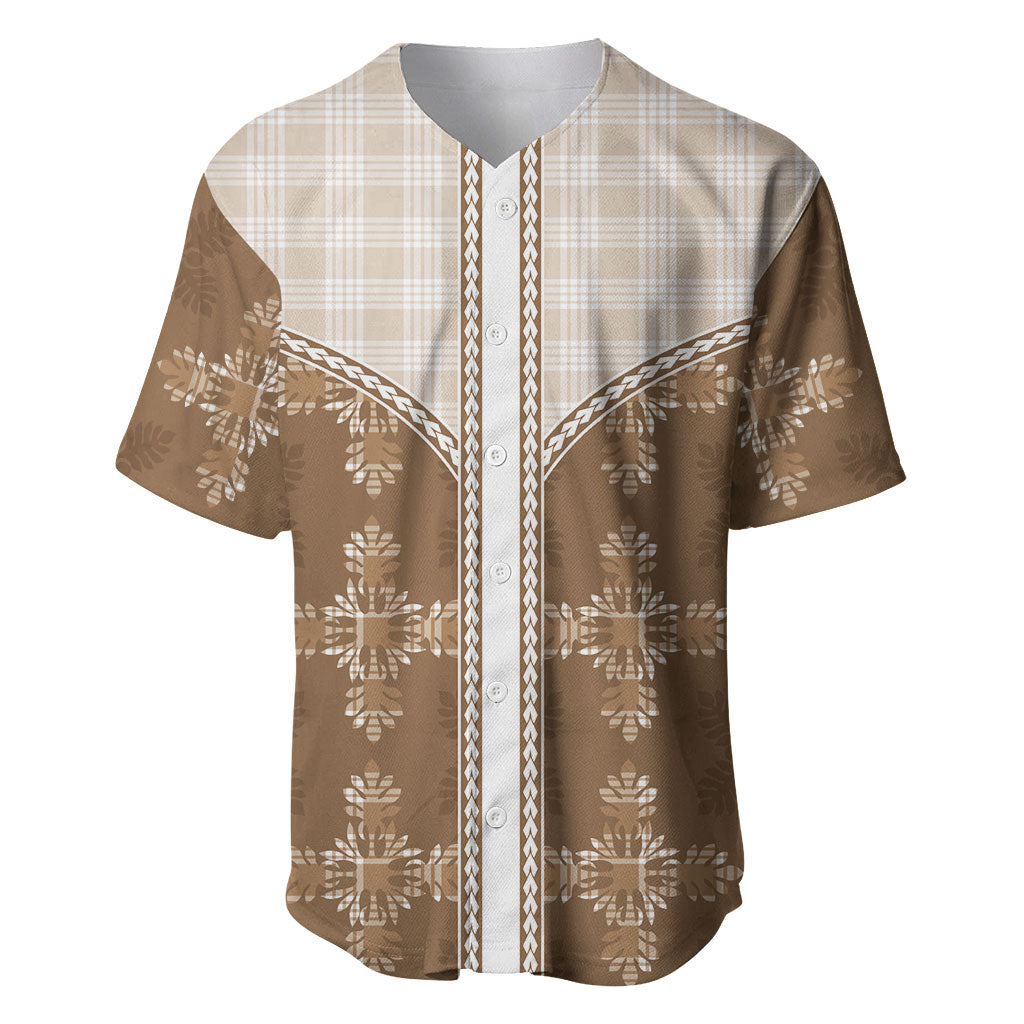 Beige Hawaii Paniolo Quilt Motif Baseball Jersey