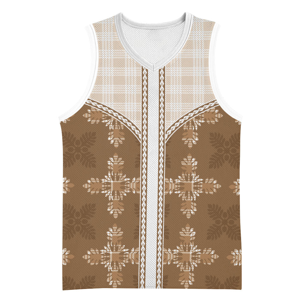 Beige Hawaii Paniolo Quilt Motif Basketball Jersey