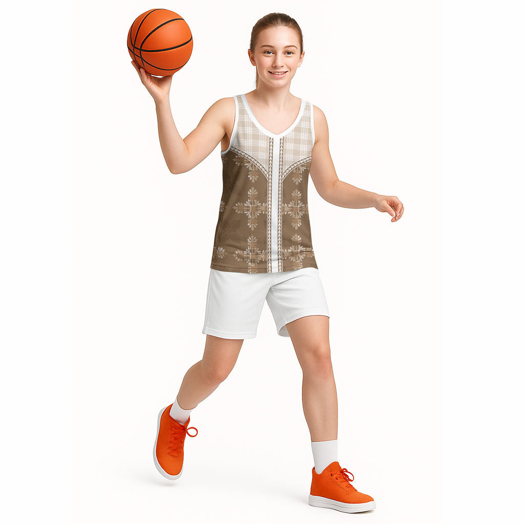 Beige Hawaii Paniolo Quilt Motif Basketball Jersey