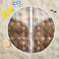 Beige Hawaii Paniolo Quilt Motif Beach Blanket