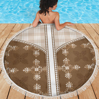 Beige Hawaii Paniolo Quilt Motif Beach Blanket