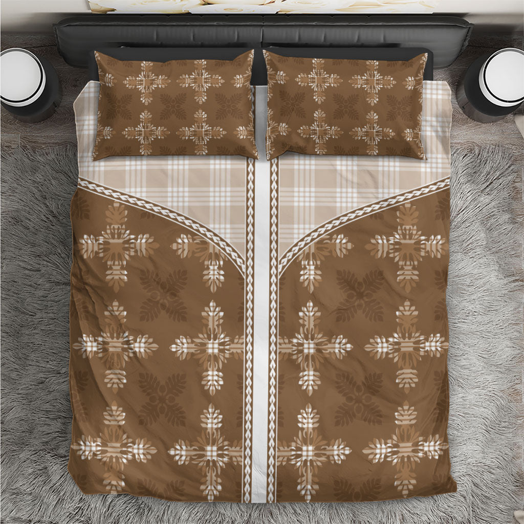 Beige Hawaii Paniolo Quilt Motif Bedding Set