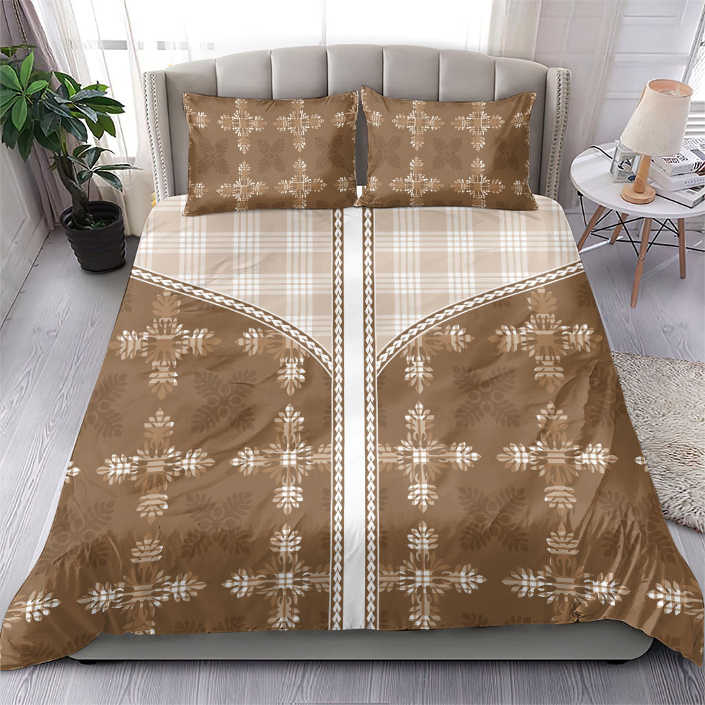 Beige Hawaii Paniolo Quilt Motif Bedding Set