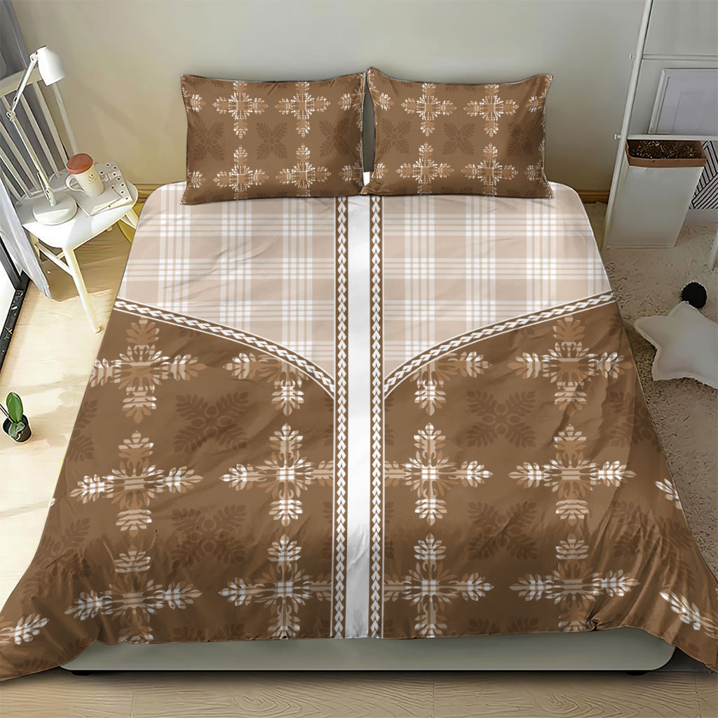 Beige Hawaii Paniolo Quilt Motif Bedding Set