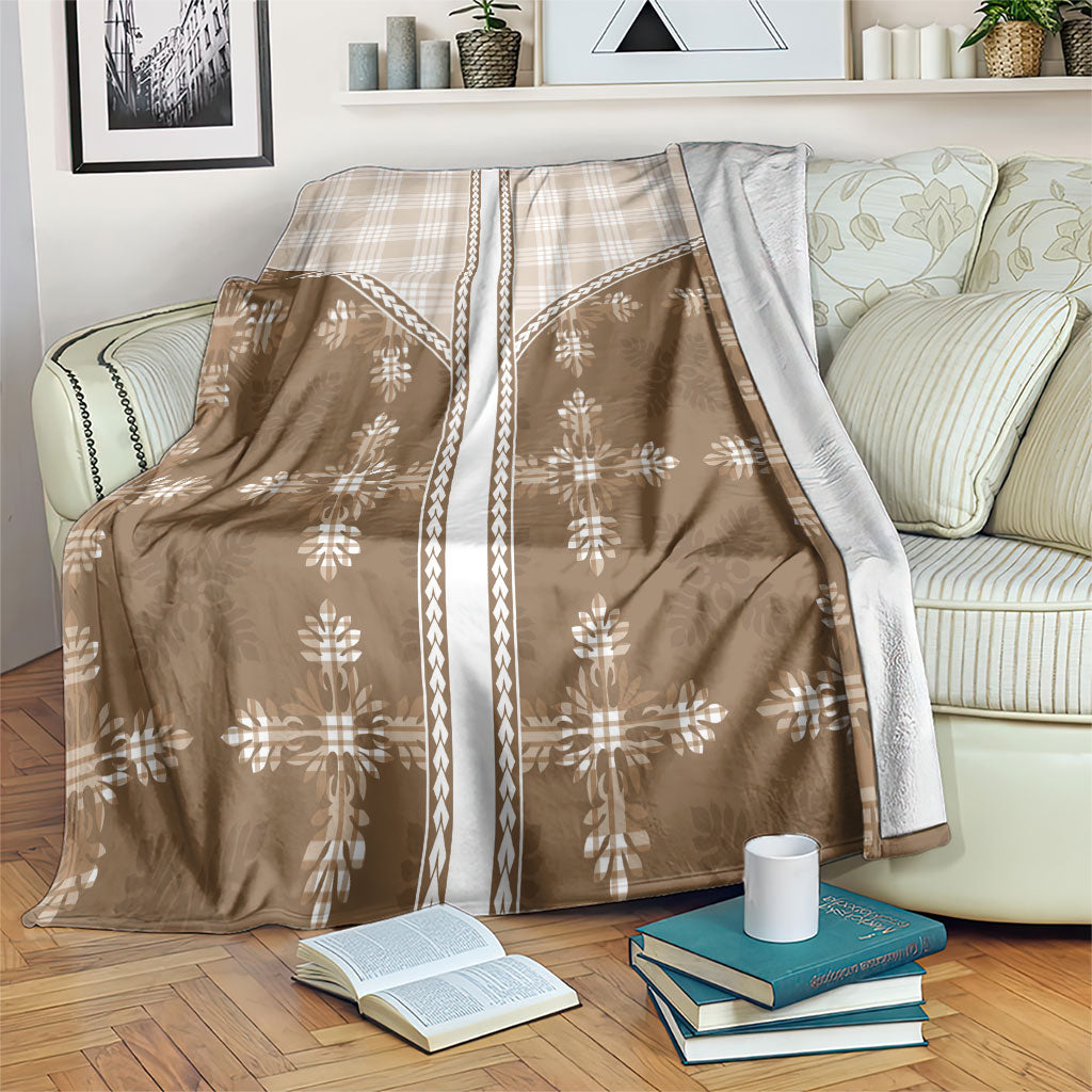 Beige Hawaii Paniolo Quilt Motif Blanket