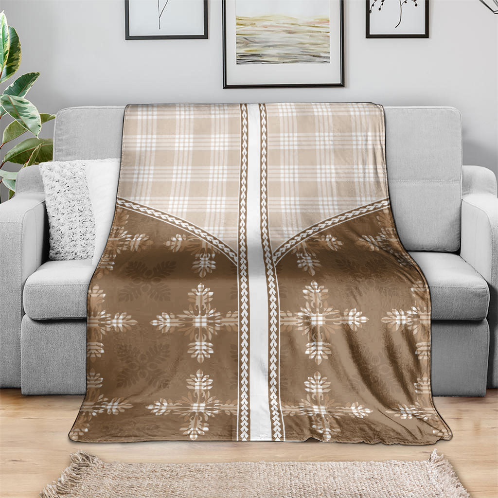 Beige Hawaii Paniolo Quilt Motif Blanket