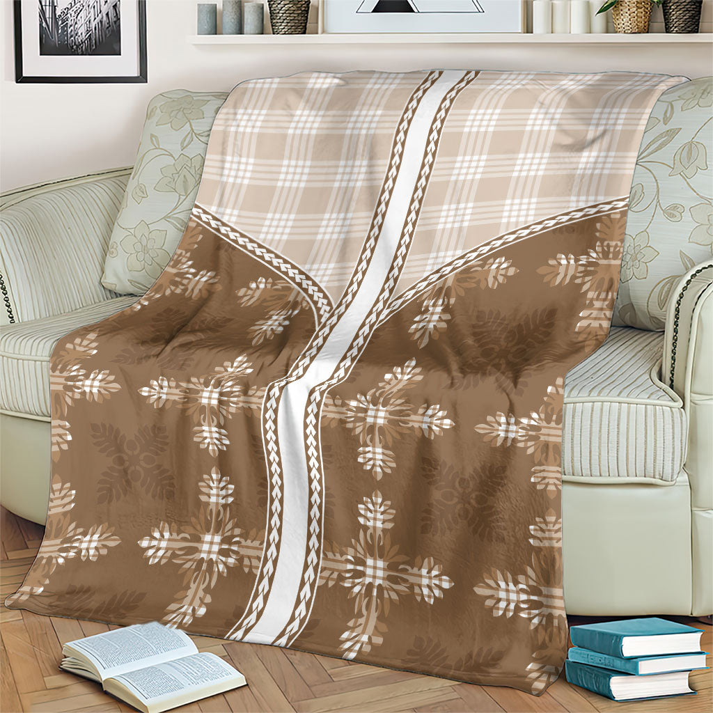 Beige Hawaii Paniolo Quilt Motif Blanket