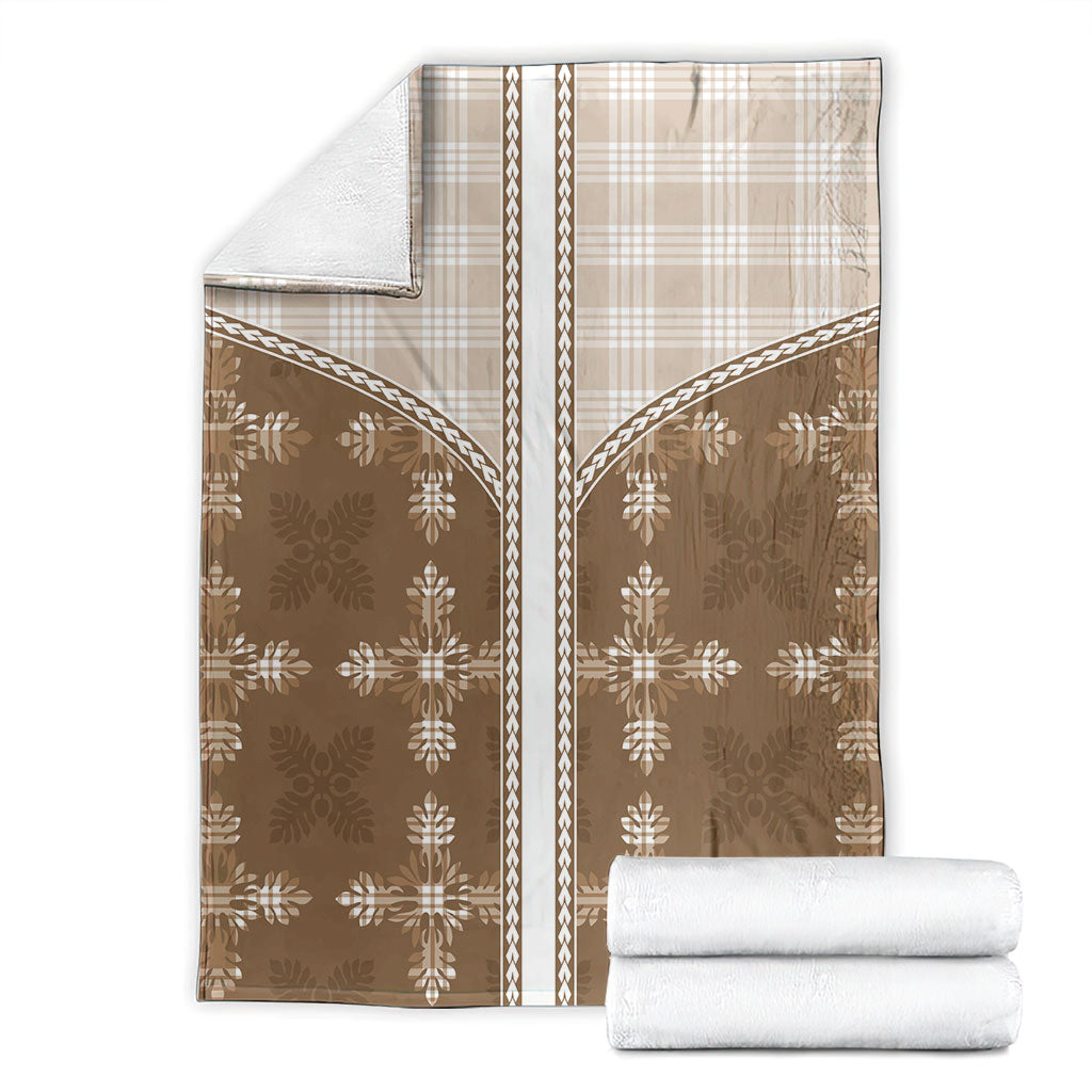 Beige Hawaii Paniolo Quilt Motif Blanket