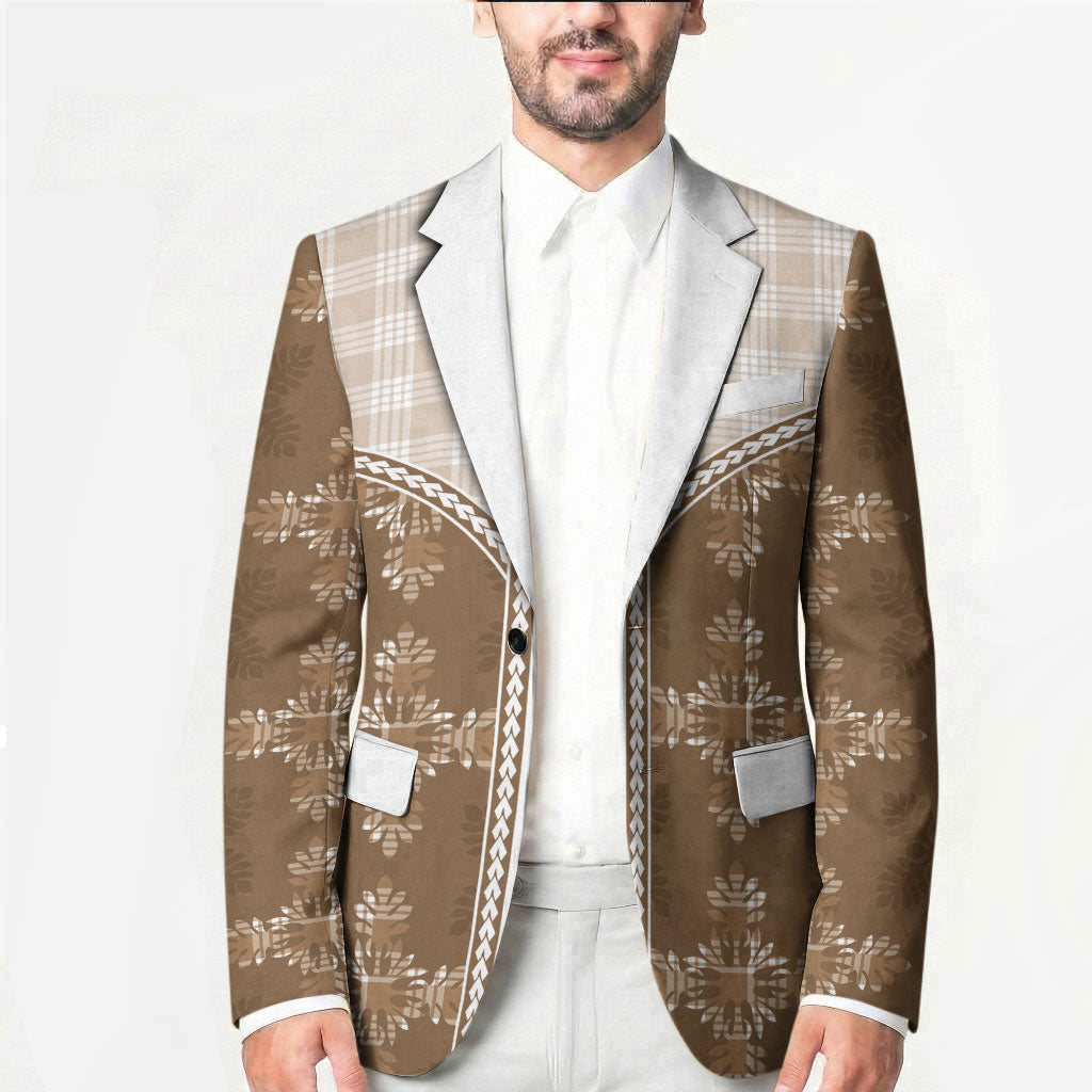 Beige Hawaii Paniolo Quilt Motif Blazer