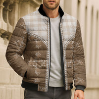 Beige Hawaii Paniolo Quilt Motif Bomber Puffer Jacket