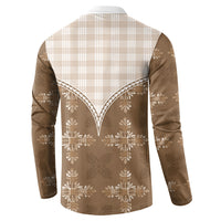 Beige Hawaii Paniolo Quilt Motif Button Sweatshirt