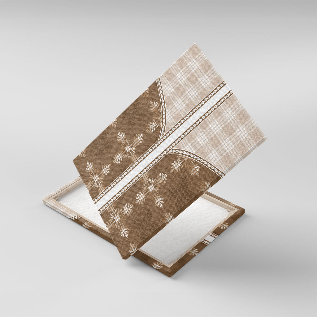 Beige Hawaii Paniolo Quilt Motif Canvas Wall Art