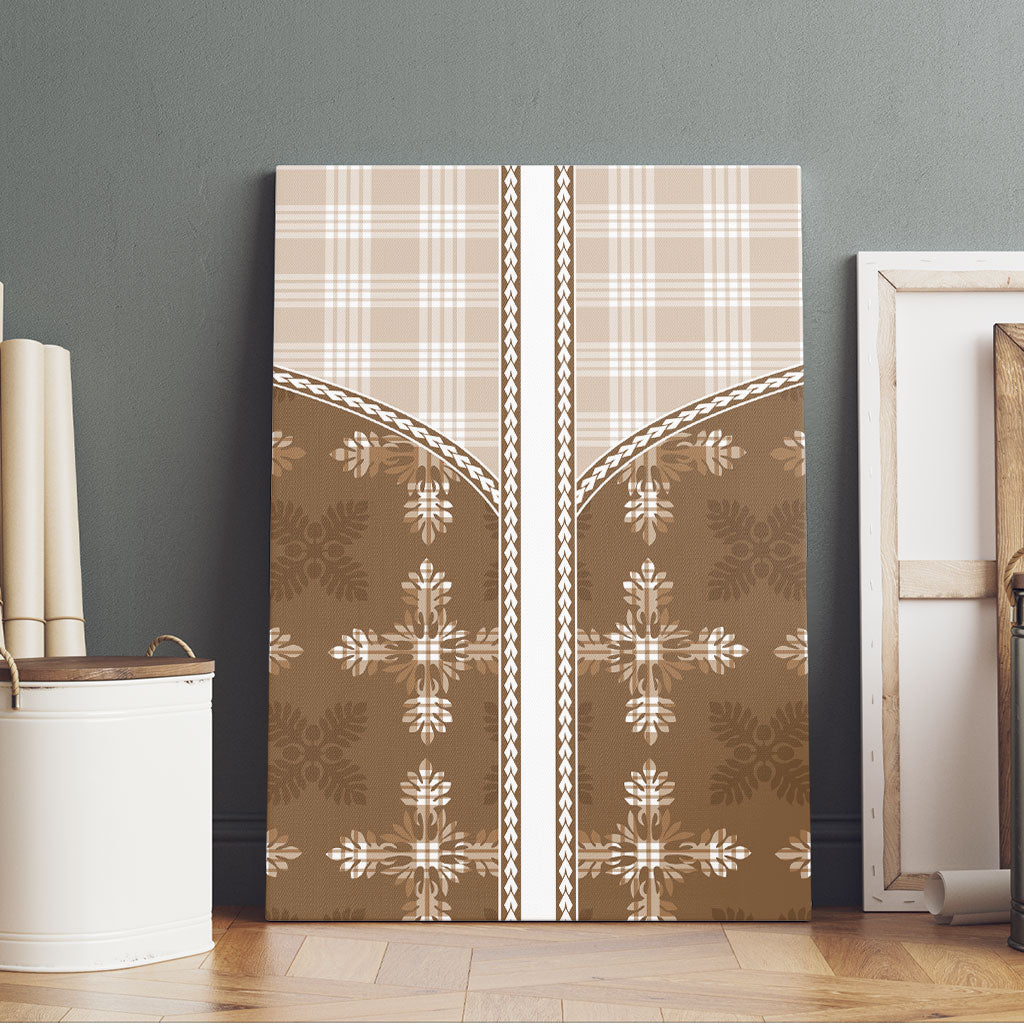 Beige Hawaii Paniolo Quilt Motif Canvas Wall Art
