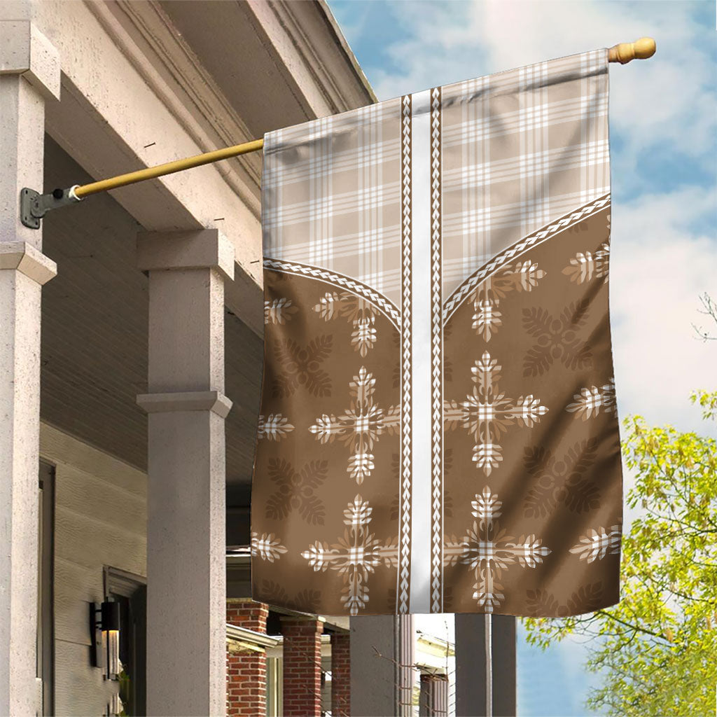 Beige Hawaii Paniolo Quilt Motif Garden Flag