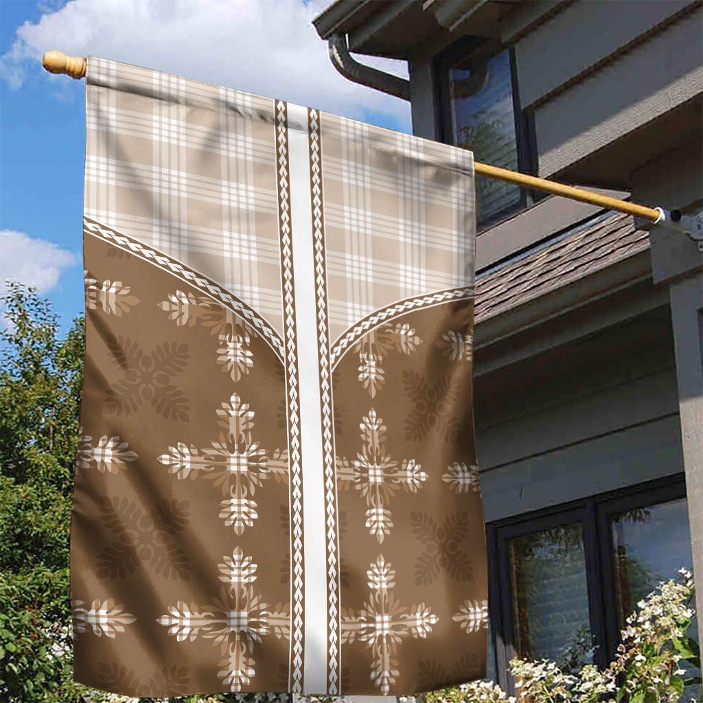 Beige Hawaii Paniolo Quilt Motif Garden Flag