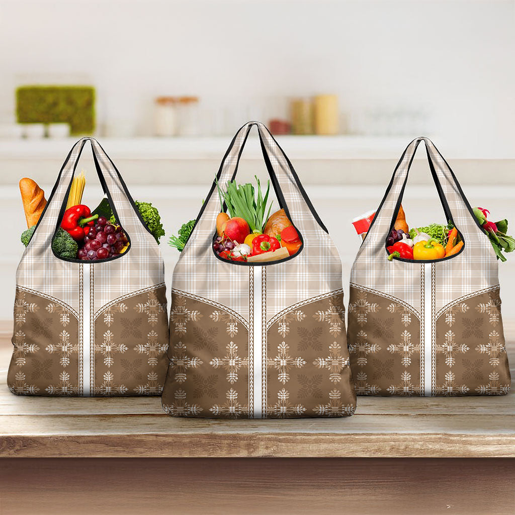 Beige Hawaii Paniolo Quilt Motif Grocery Bag