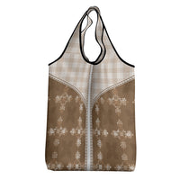 Beige Hawaii Paniolo Quilt Motif Grocery Bag