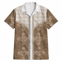 Beige Hawaii Paniolo Quilt Motif Hawaiian Shirt
