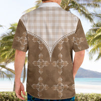 Beige Hawaii Paniolo Quilt Motif Hawaiian Shirt