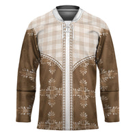 Beige Hawaii Paniolo Quilt Motif Hockey Jersey