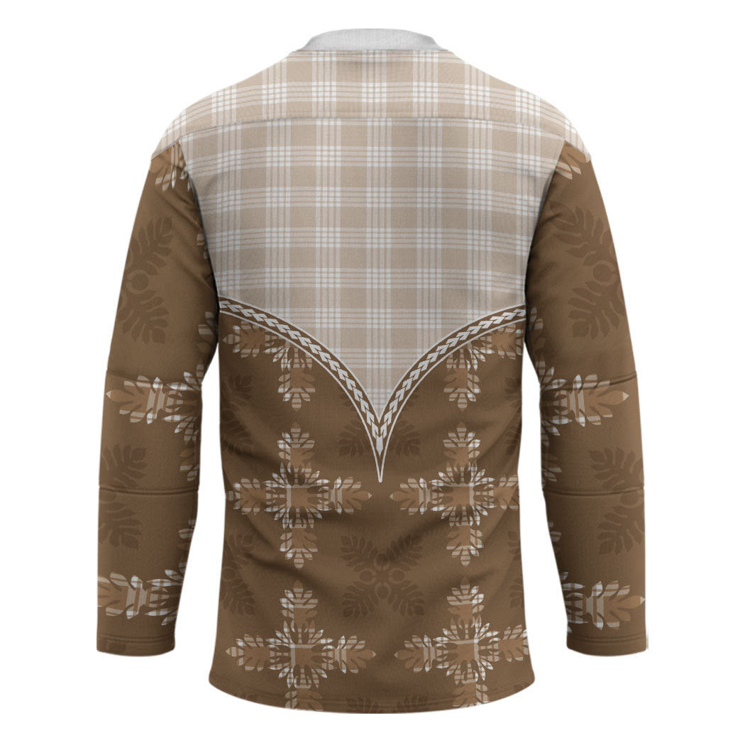 Beige Hawaii Paniolo Quilt Motif Hockey Jersey