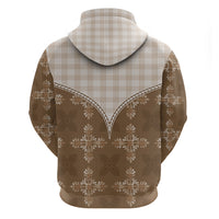 Beige Hawaii Paniolo Quilt Motif Hoodie
