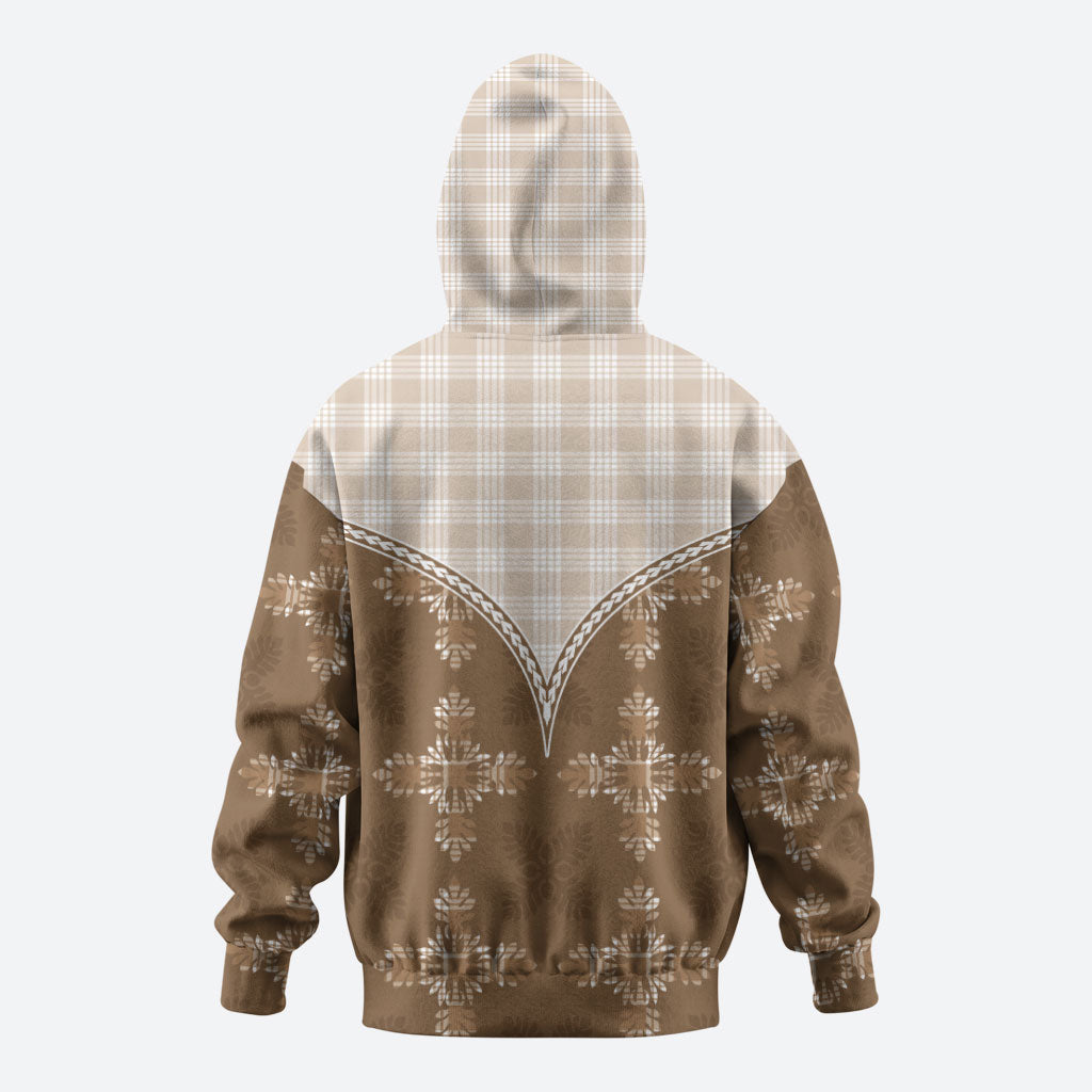 Beige Hawaii Paniolo Quilt Motif Hoodie