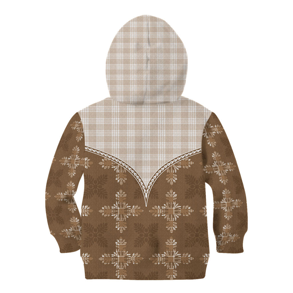 Beige Hawaii Paniolo Quilt Motif Kid Hoodie