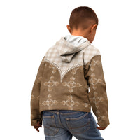 Beige Hawaii Paniolo Quilt Motif Kid Hoodie