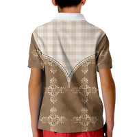 Beige Hawaii Paniolo Quilt Motif Kid Polo Shirt