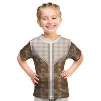 Beige Hawaii Paniolo Quilt Motif Kid T Shirt