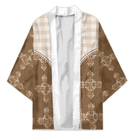 Beige Hawaii Paniolo Quilt Motif Kimono
