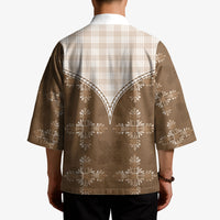 Beige Hawaii Paniolo Quilt Motif Kimono