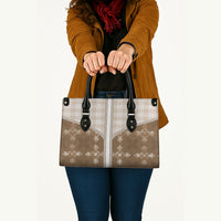Beige Hawaii Paniolo Quilt Motif Leather Bag