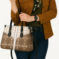 Beige Hawaii Paniolo Quilt Motif Leather Bag