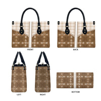 Beige Hawaii Paniolo Quilt Motif Leather Bag