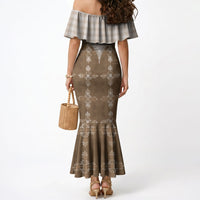 Beige Hawaii Paniolo Quilt Motif Mermaid Dress