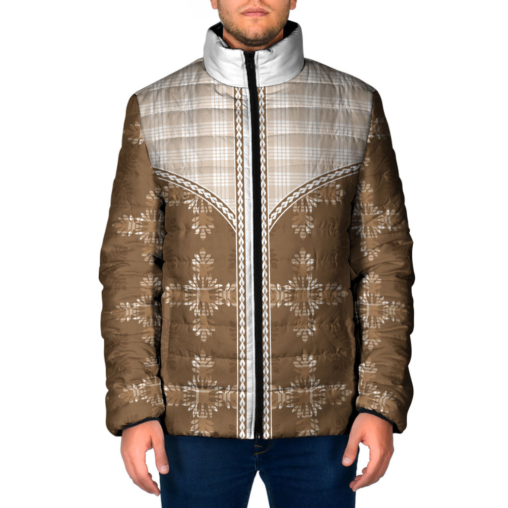 Beige Hawaii Paniolo Quilt Motif Padded Jacket