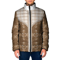 Beige Hawaii Paniolo Quilt Motif Padded Jacket