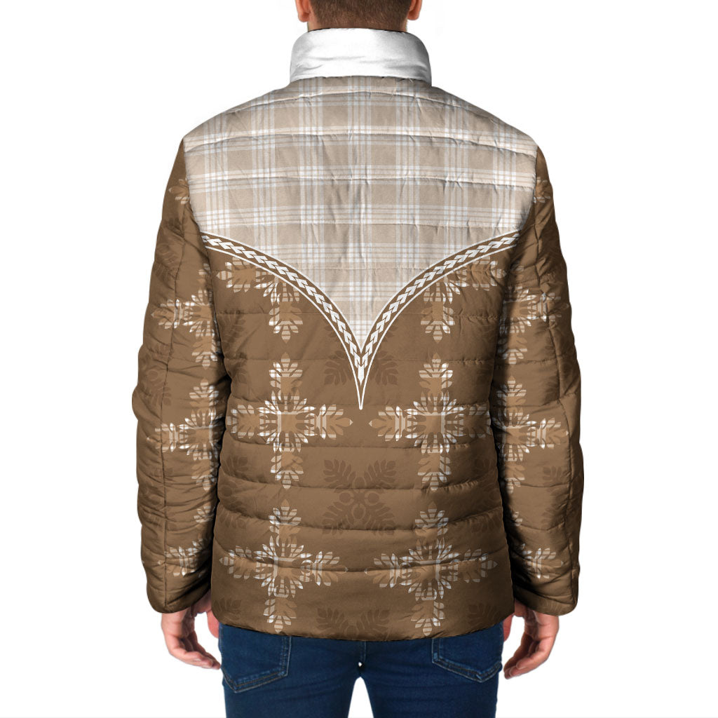 Beige Hawaii Paniolo Quilt Motif Padded Jacket