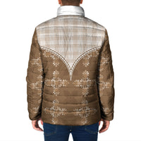 Beige Hawaii Paniolo Quilt Motif Padded Jacket