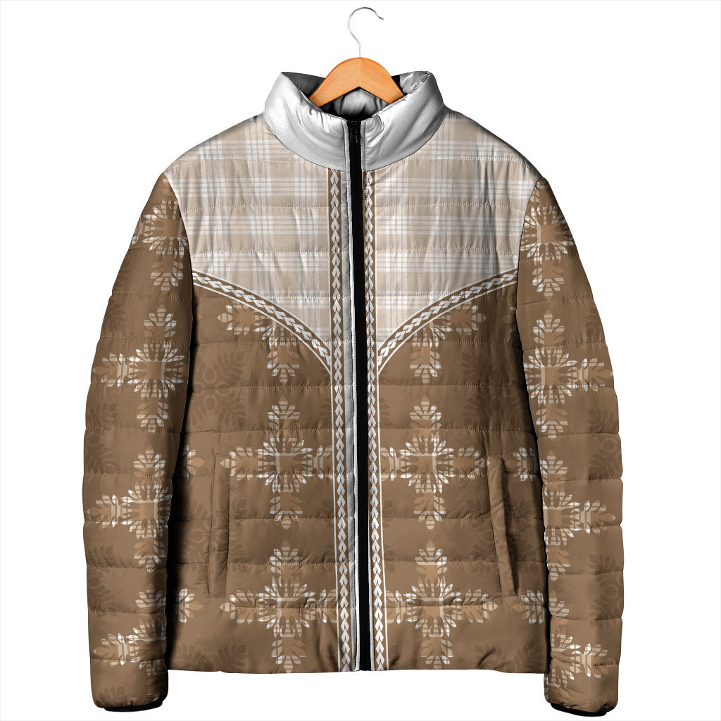 Beige Hawaii Paniolo Quilt Motif Padded Jacket