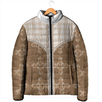 Beige Hawaii Paniolo Quilt Motif Padded Jacket