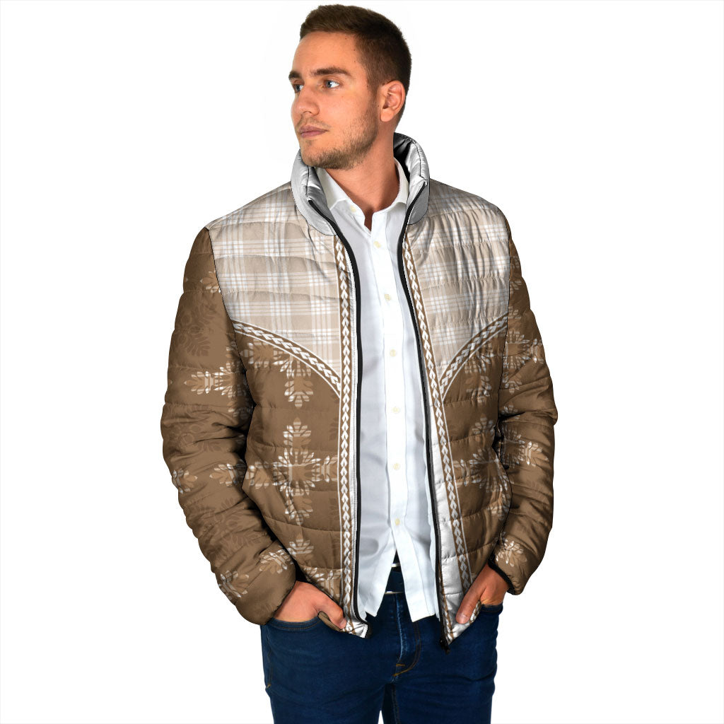 Beige Hawaii Paniolo Quilt Motif Padded Jacket