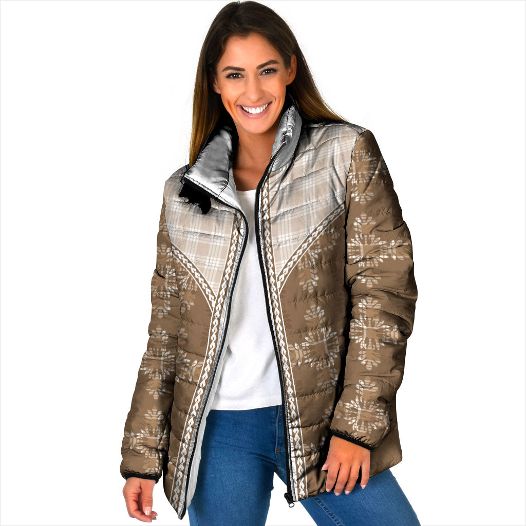 Beige Hawaii Paniolo Quilt Motif Padded Jacket